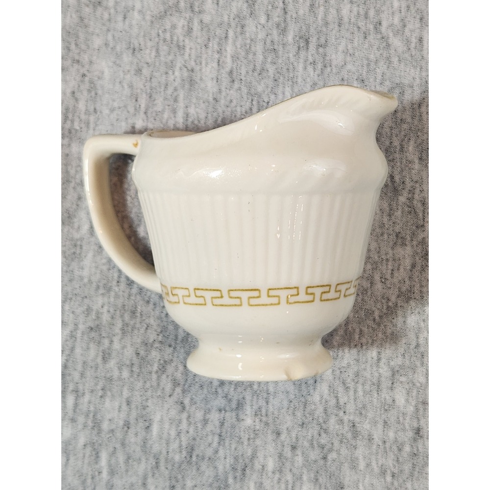Shenango China Creamer Pitcher Cream Gold Greek Key Vintage C-22